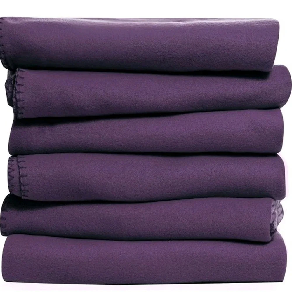 Fleece Throw Blanket Set Of 6 Travel Kids Outdoor Wedding Pet Purple 50 X 60